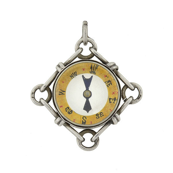 Late Victorian Sterling Compass Pendant/Charm