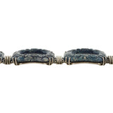 Art Deco Sterling & Carved Dyed Agate Link Bracelet