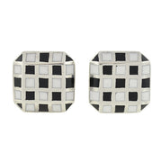 Vintage Sterling & Enamel Checkerboard Cufflinks