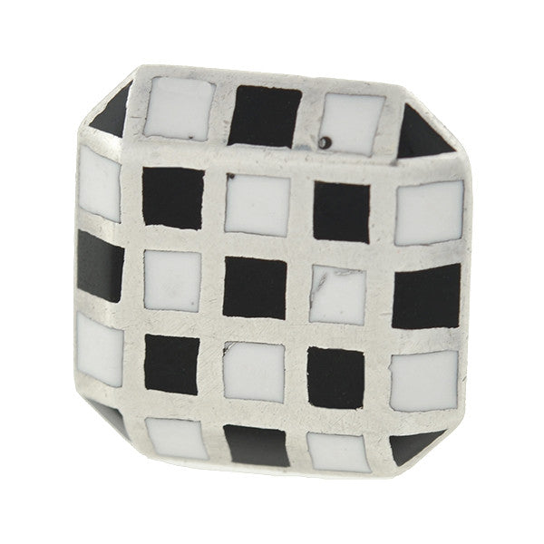 Vintage Sterling & Enamel Checkerboard Cufflinks