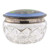 Victorian Cut Crystal Jar with Sterling & Enamel Lid