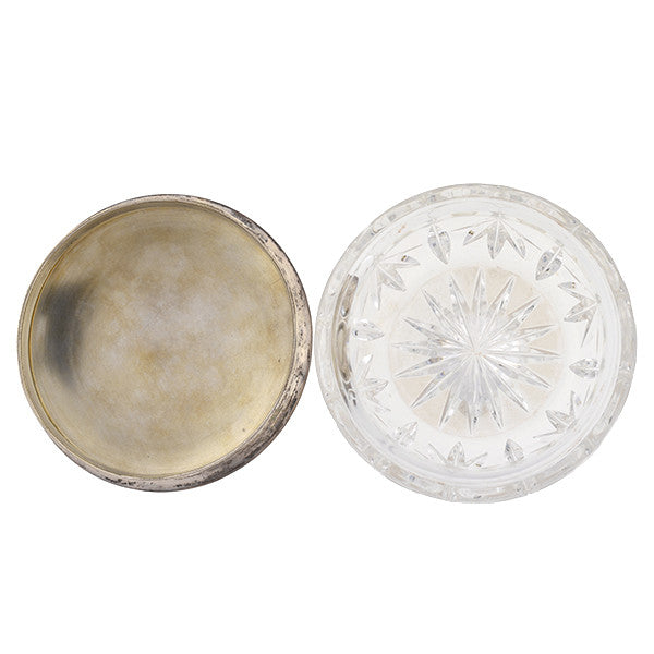 Victorian Cut Crystal Jar with Sterling & Enamel Lid