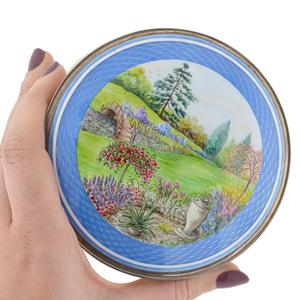 Victorian Cut Crystal Jar with Sterling & Enamel Lid