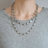 Art Deco Long Silver Faceted Crystal Necklace 43"