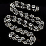 Art Deco Long Silver Faceted Crystal Necklace 43"