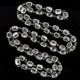 Art Deco Long Silver Faceted Crystal Necklace 43"
