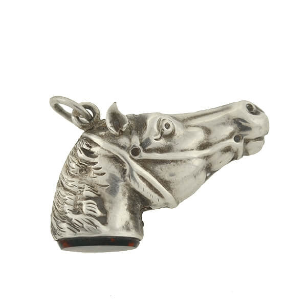Victorian English Sterling & Bloodstone Horse Fob/Pendant