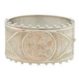 Victorian Sterling Silver Mixed Metals Bangle Bracelet