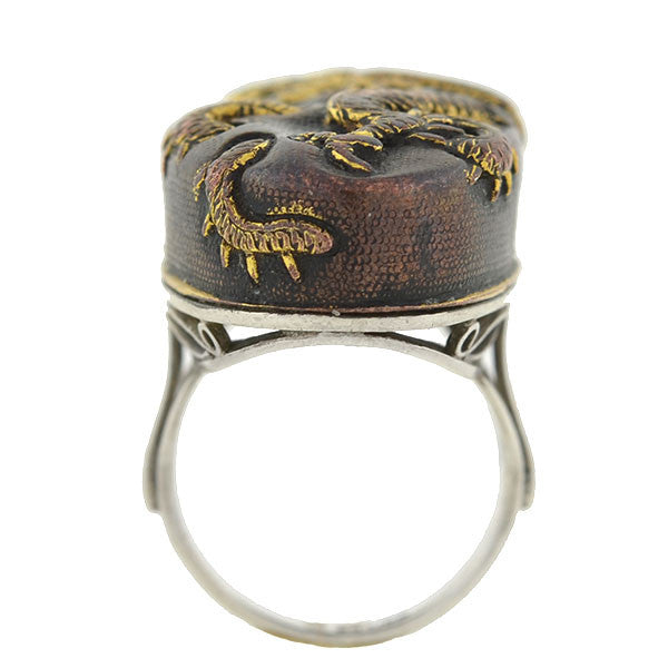 Victorian Large Mixed Metals Shakudo Dragon Ring