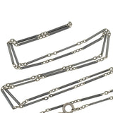 Victorian Long Sterling Silver Niello Link Chain 56"