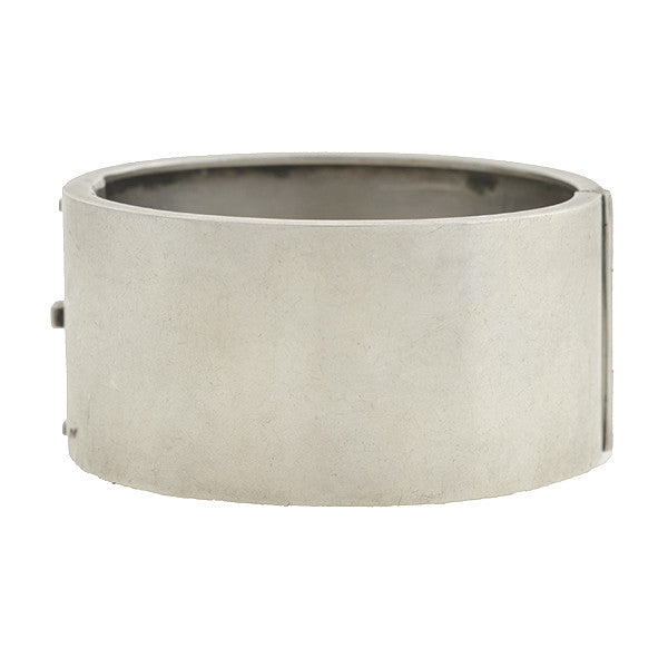 Victorian Sterling & 9kt Mixed Metals Floral Bangle Bracelet