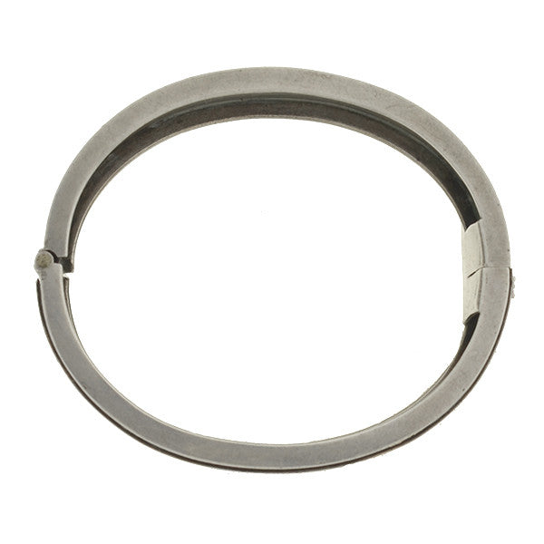 Victorian Sterling & 9kt Mixed Metals Floral Bangle Bracelet