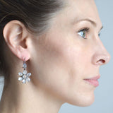 Retro Sterling Silver Moonstone Flower Earrings