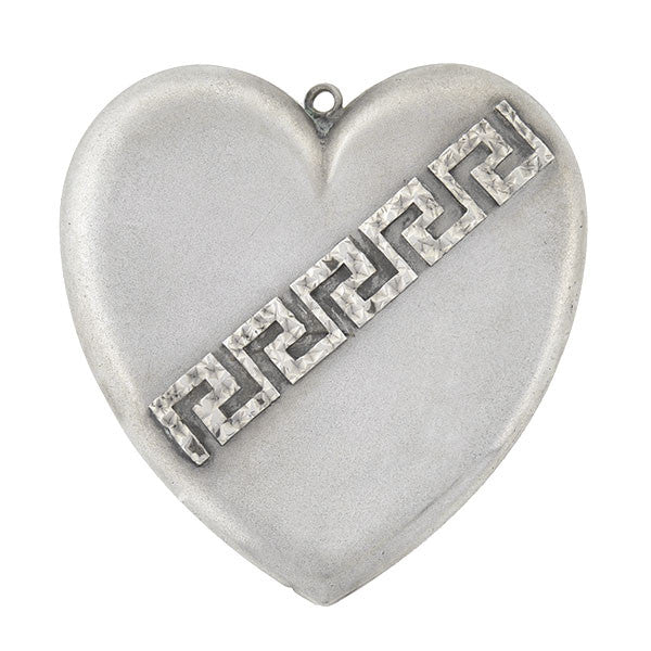 Victorian Sterling Roman Key Heart Pendant
