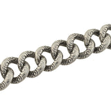 Victorian Sterling Repousse Link Bracelet with Padlock Heart Clasp