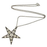 Victorian Sterling French Paste 5-Point Star Pendant Necklace