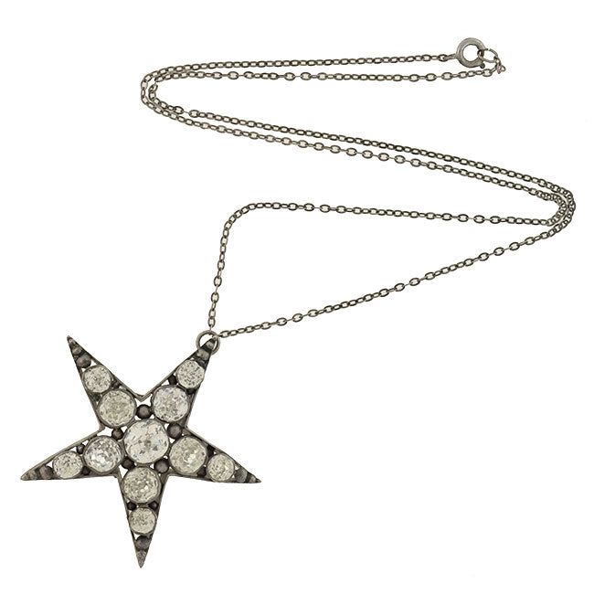 Victorian Sterling French Paste 5-Point Star Pendant Necklace – A ...