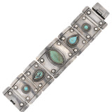 Vintage Mexican Sterling & Turquoise Link Bracelet