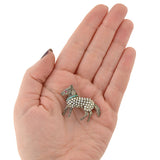 Victorian Sterling Pavé Seed Pearl & Turquoise Pony Pin