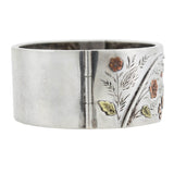 Victorian Sterling/9kt Mixed Metals "Souvenir" Floral Bangle Bracelet