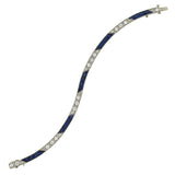 Art Deco Platinum Diamond & Synth. French Cut Sapphire Line Bracelet