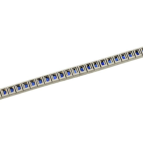 TIFFANY & CO. Art Deco Platinum & No Heat Sapphire Line Bracelet 10ctw
