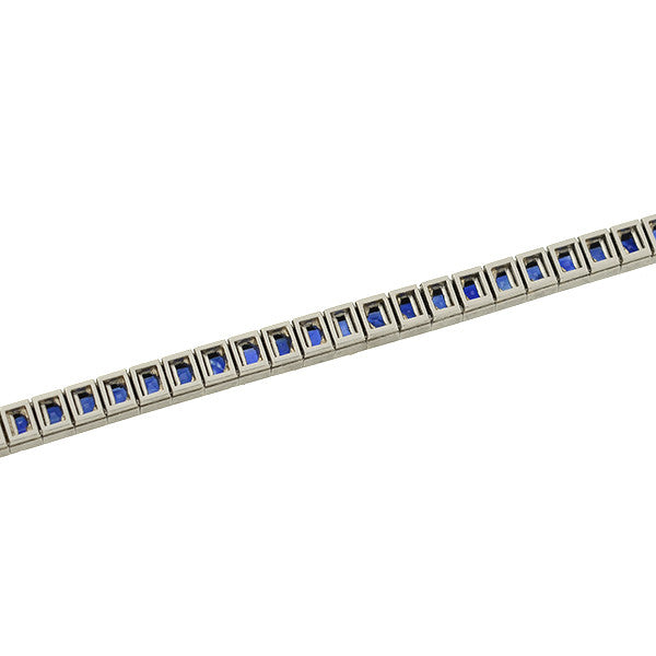 TIFFANY & CO. Art Deco Platinum & No Heat Sapphire Line Bracelet 10ctw