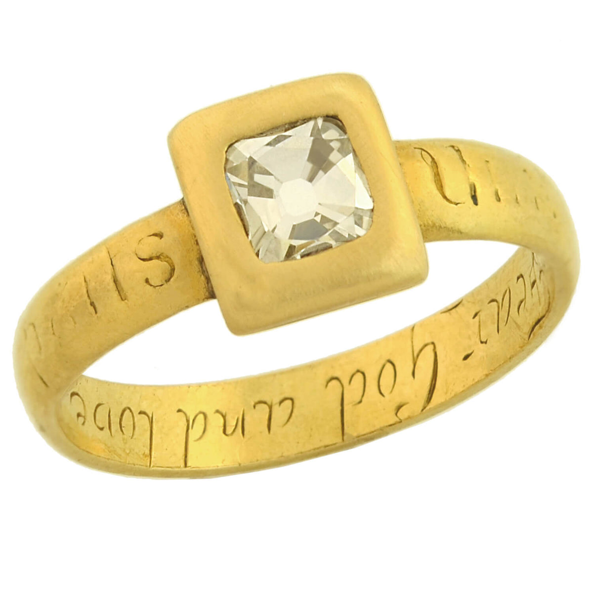 17th Century/Stuart (Ca 1650) 18k Peruzzi Cut Diamond Posy Ring 1ctw