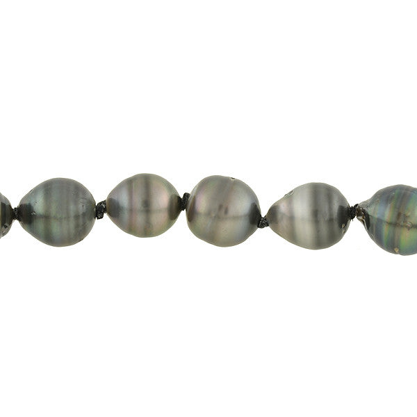 Estate Tahitian Black Pearl Necklace with Pavé Diamond Clasp