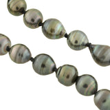 Estate Tahitian Black Pearl Necklace with Pavé Diamond Clasp