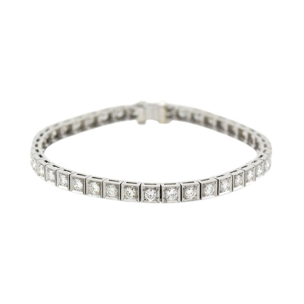 Art Deco Platinum + Diamond Line Bracelet 4ctw