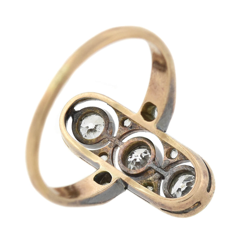 Victorian 14kt/Sterling + Diamond 3-Stone Ring 0.75ctw
