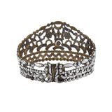 Early Victorian Cut Steel Regal Crown Motif Cuff Bracelet
