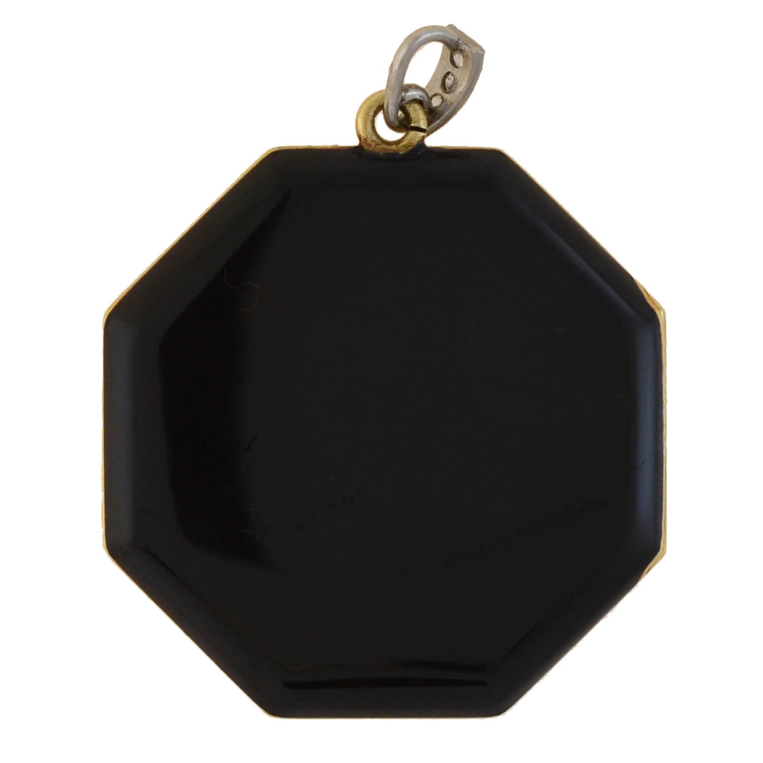 TIFFANY & CO. Edwardian 14kt/Platinum Diamond + Black Enamel Locket