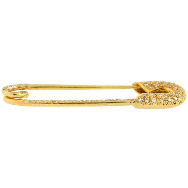 TIFFANY & CO. Large Estate 18kt Pavé Diamond Safety Pin
