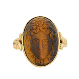 Late Victorian 10kt Carved Tiger's Eye Cameo Ring