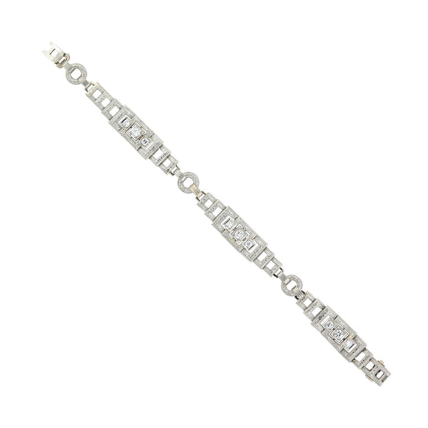 Art Deco 14kt/Platinum + Diamond Bracelet 0.90ctw