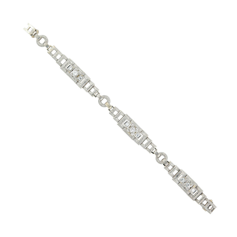 Art Deco 14kt/Platinum + Diamond Bracelet 0.90ctw