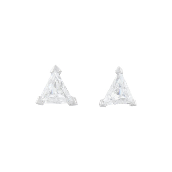 Estate Platinum Trillion Cut Diamond Stud Earrings 1ctw