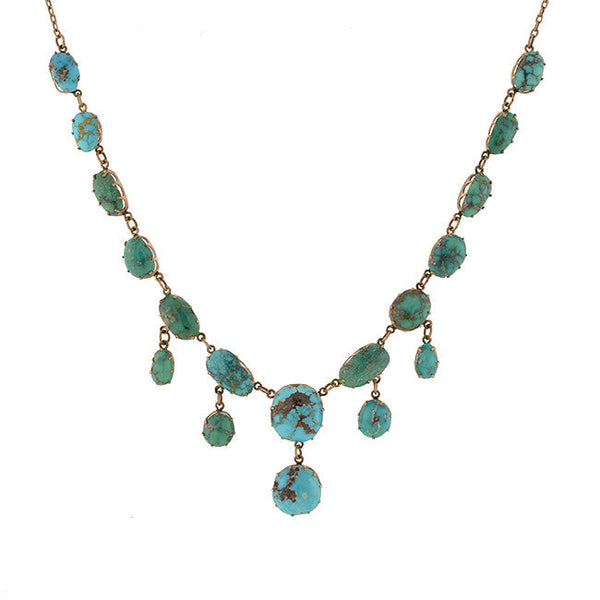 Victorian 14K Turquoise Festoon Necklace