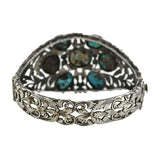 Art Deco Sterling Turquoise & Marcasite Filigree Bracelet