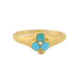 Victorian 14kt Turquoise & Pearl Trefoil Ring