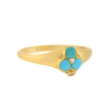 Victorian 14kt Turquoise & Pearl Trefoil Ring