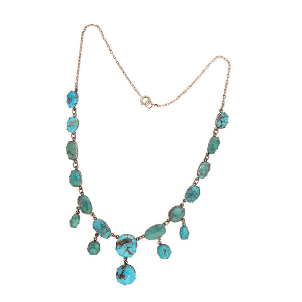 Victorian 14K Turquoise Festoon Necklace