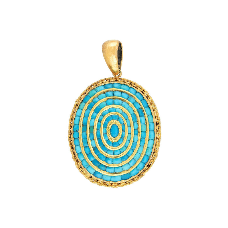 Victorian 18k Pavé Turquoise Pendant