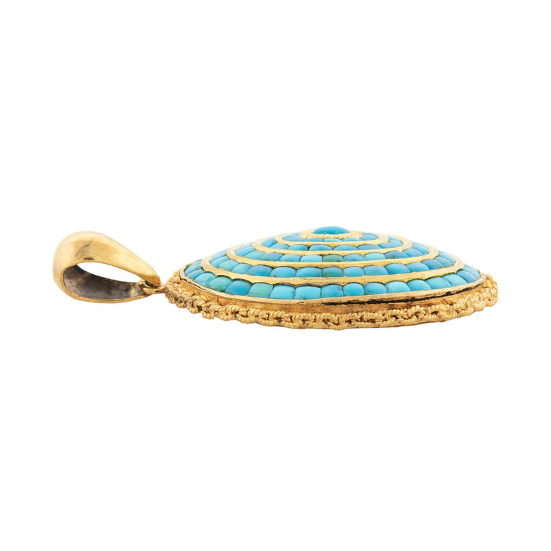 Victorian 18k Pavé Turquoise Pendant