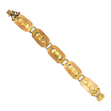 Art Deco Brass + Czech Glass "Turquoise" Bracelet