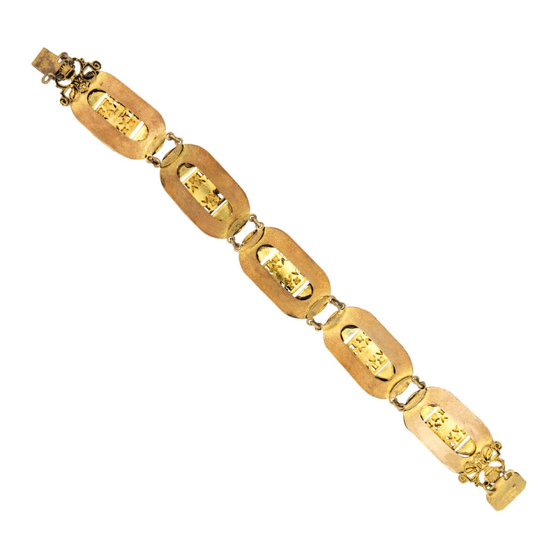 Art Deco Brass + Czech Glass "Turquoise" Bracelet