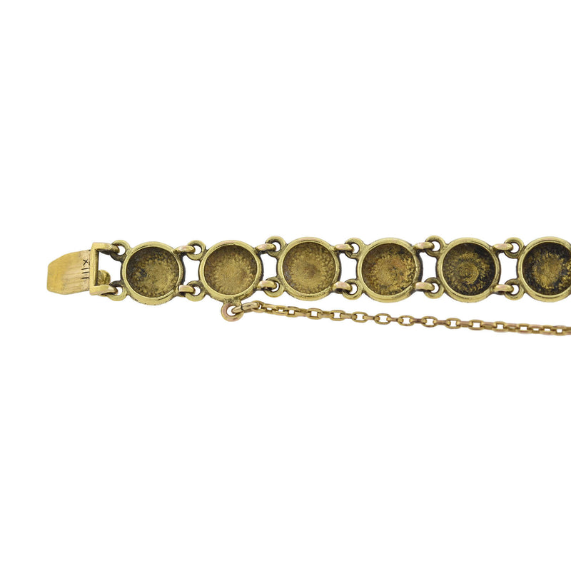 Victorian 14kt Turquoise Textured Button Link Bracelet