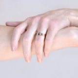 Victorian 14kt Turquoise + Diamond Belt Motif Ring